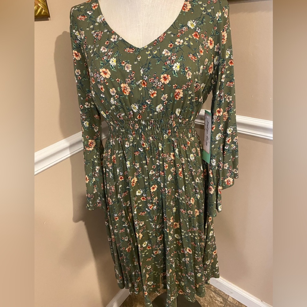 Indigo Rose long sleeve dress PL